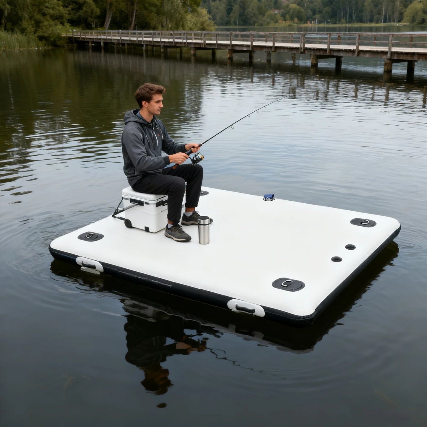 Portable Inflatable Fishing Boat And Floating Platform Foldable Design