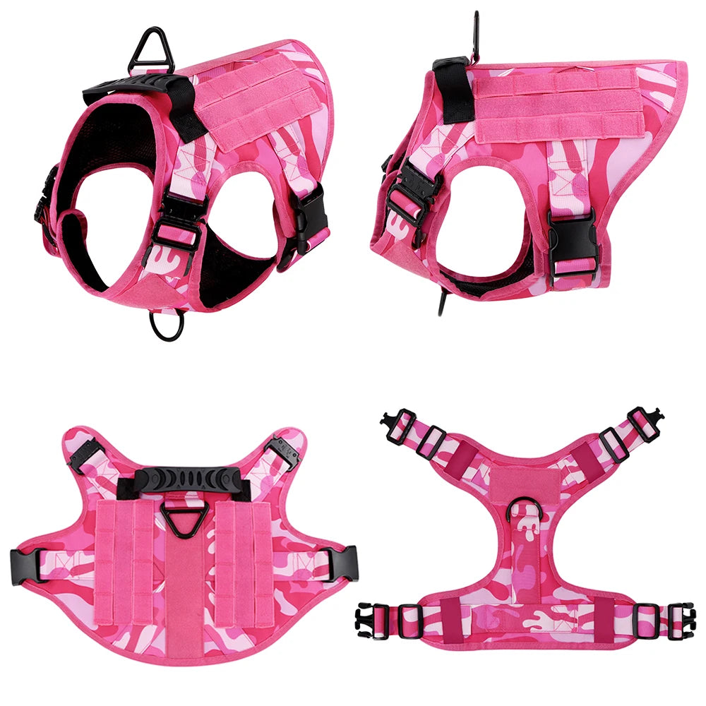 Military Camouflage Dog Harness Tactical Vest With Adjustable Buckle