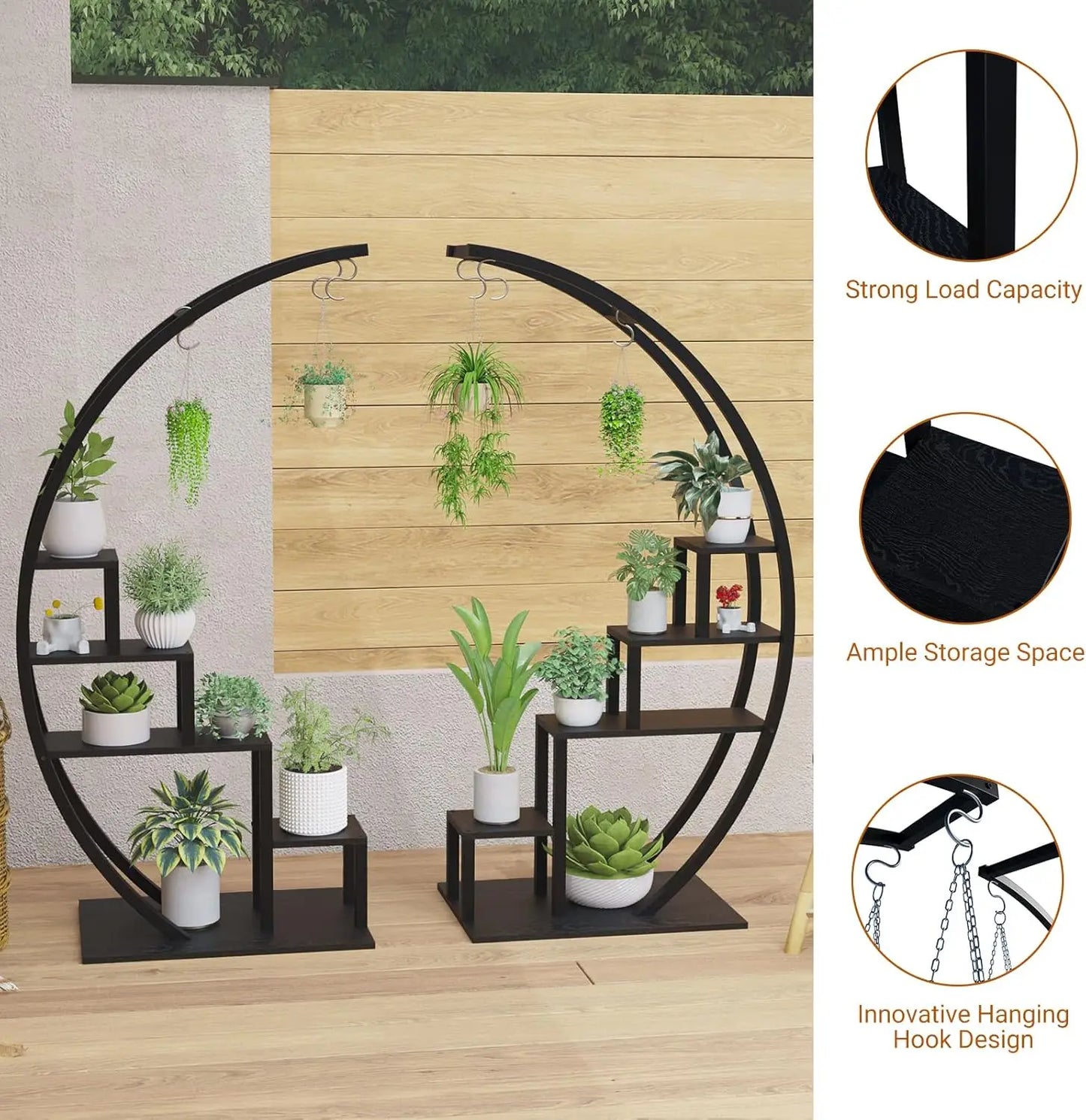 TWISTER.CK Indoor Half Moon Metal Plant Stand Shelf