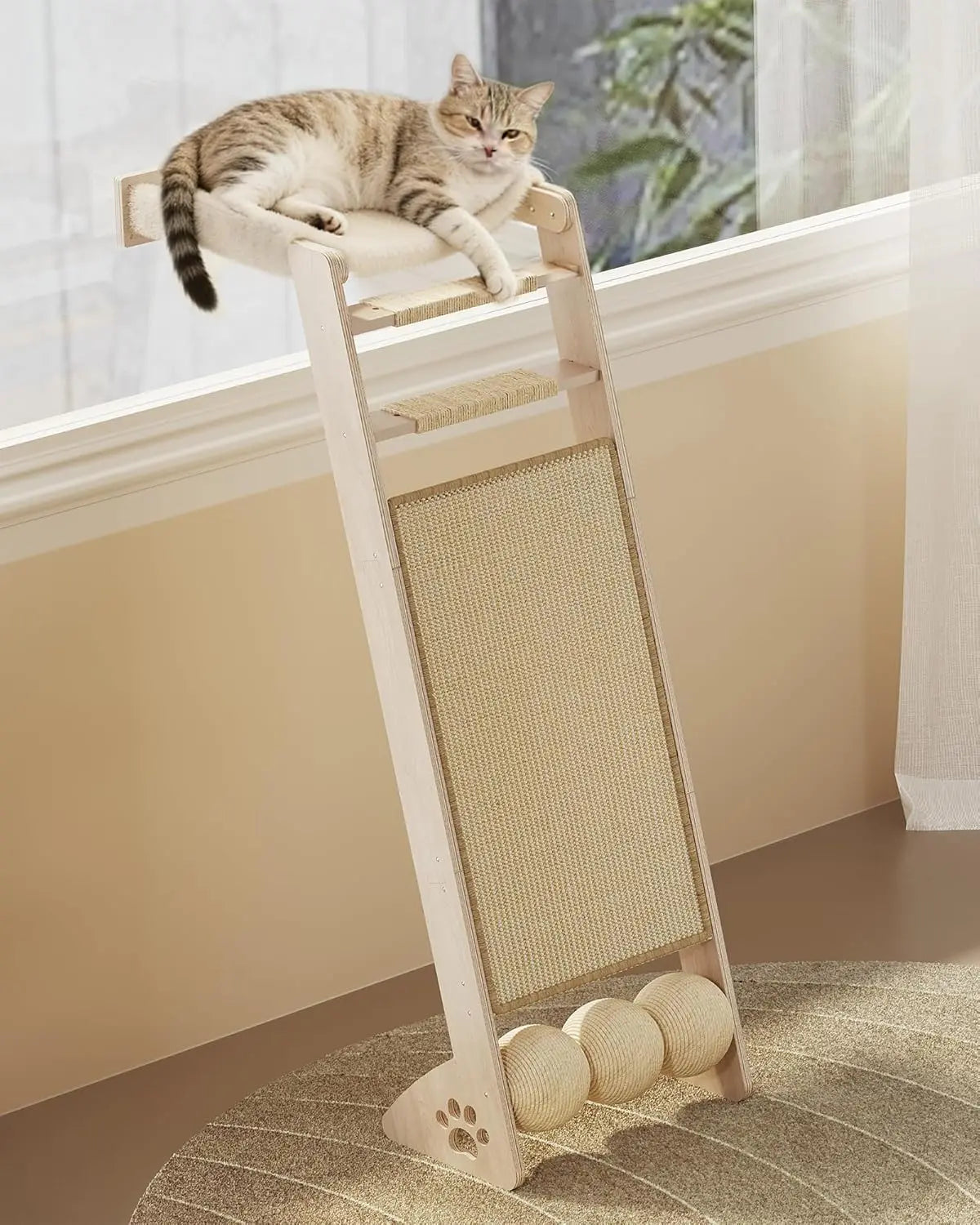 Cat Window Perch With Extra Wide Sisal Pad Suction Cups