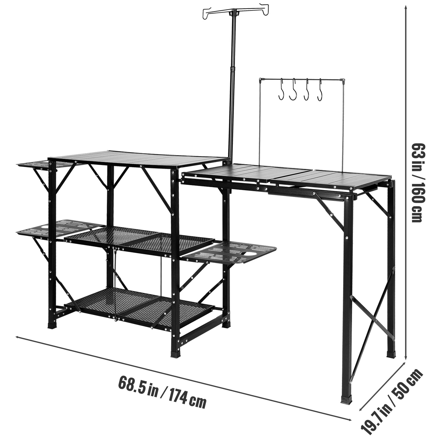 SucceBuy Camping Kitchen Table With Sink Folding Outdoor Station