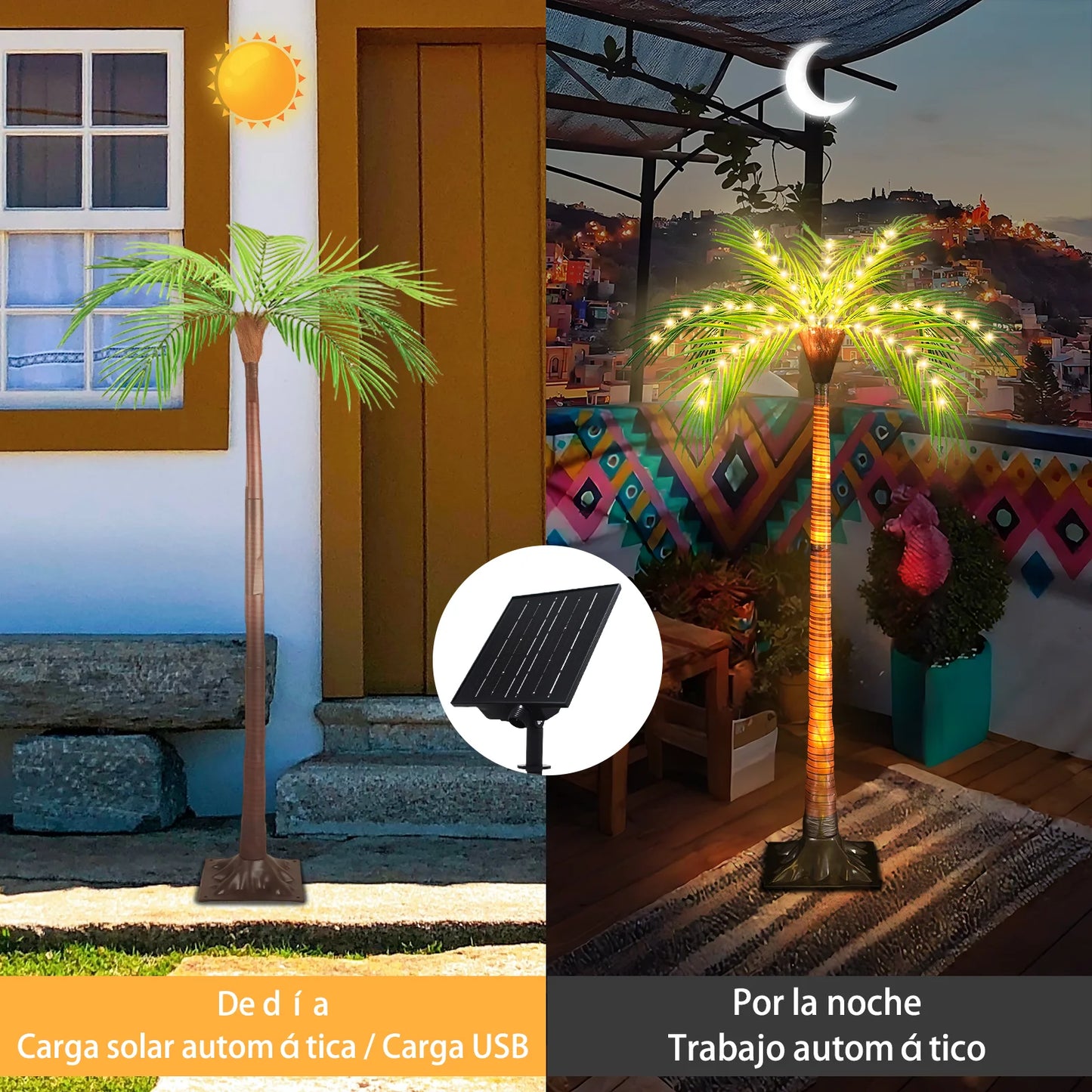 Solar Powered LED Palm Tree Light For Garden Patio Decor