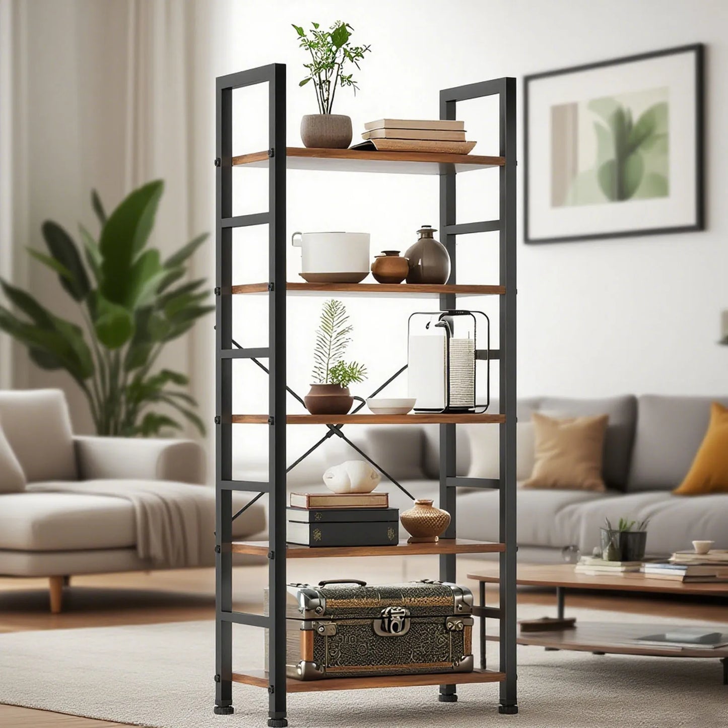 Tall Multi Tier Bookshelf Corner Organizer For Home And Garage