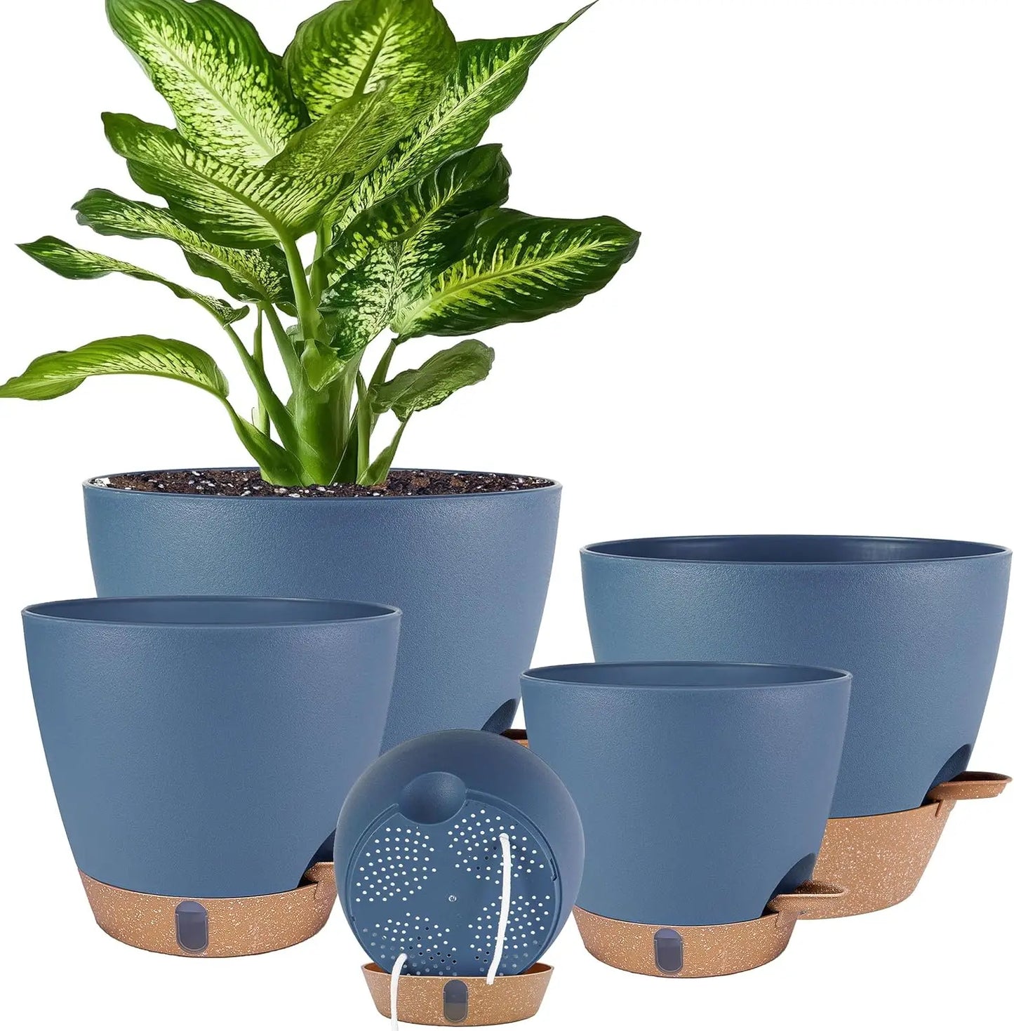 Self Watering Planter Set For Indoor Outdoor Plants With Drainage