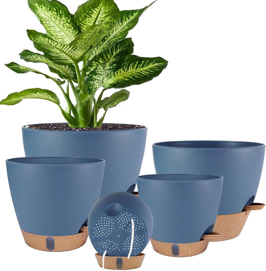 Self Watering Planter Set For Indoor Outdoor Plants With Drainage