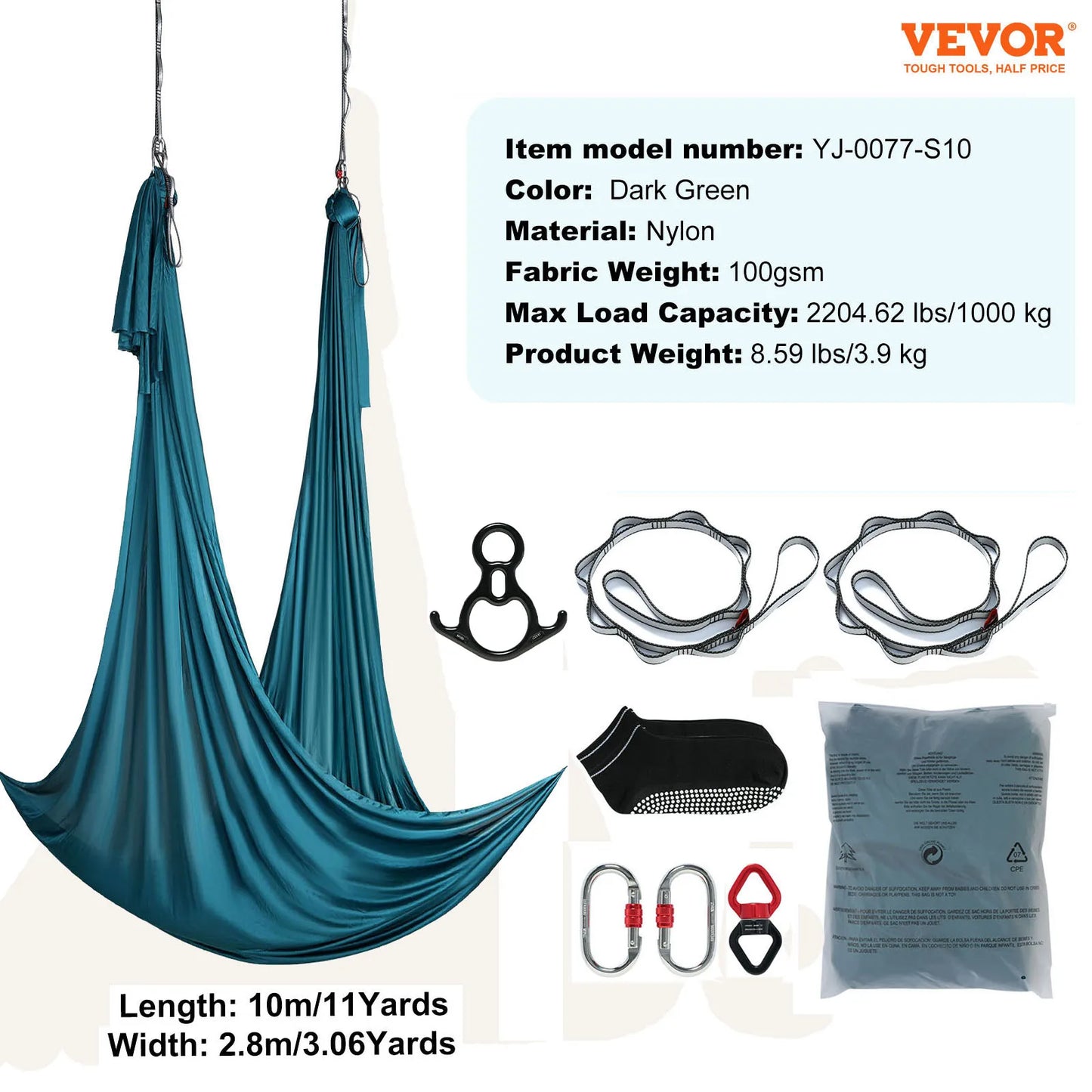 VEVOR Aerial Yoga Hammock Starter Kit With Silk Straps