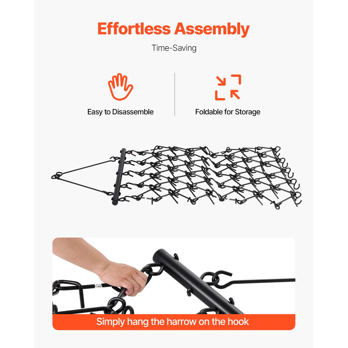 SucceBuy Drag Harrow Durable Chain Harrow 69 Teeth