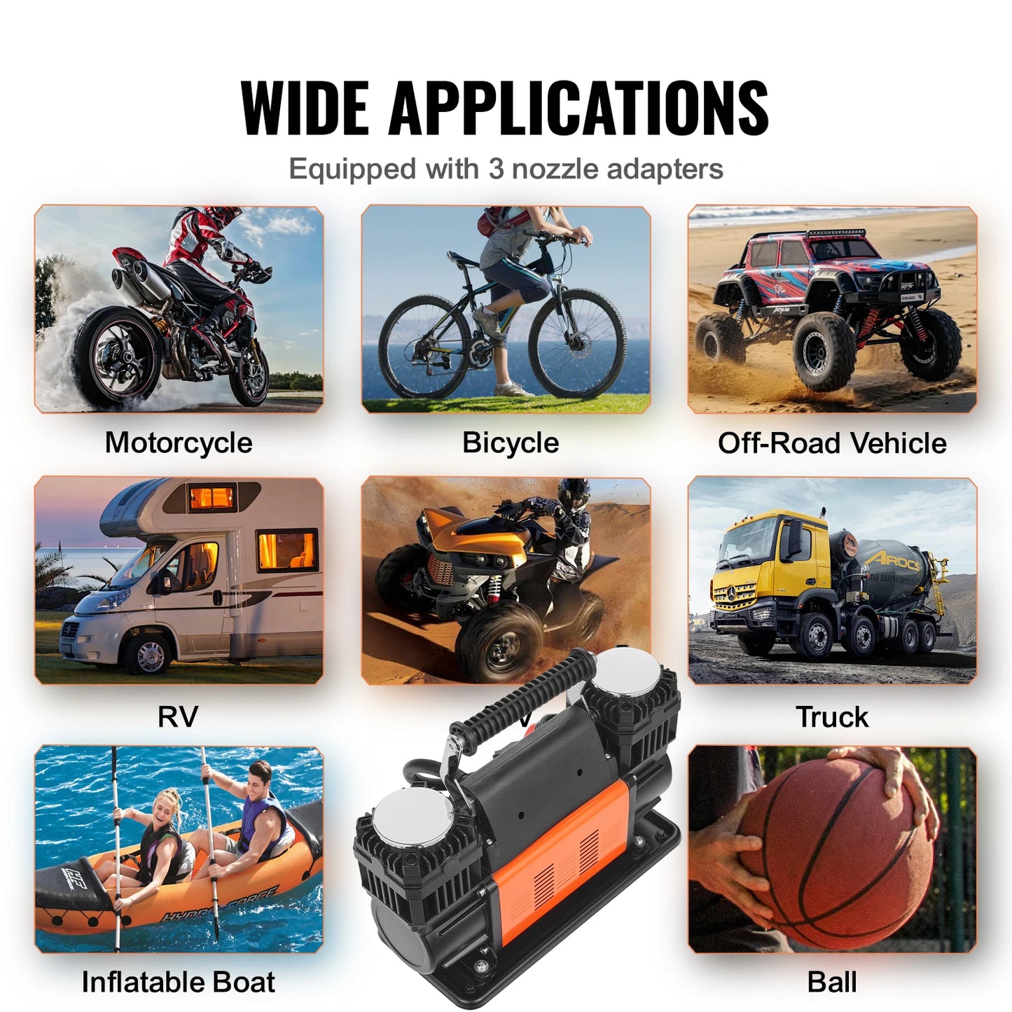 SucceBuy Dual Cylinder Heavy Duty Tire Inflator Compressor 150 PSI
