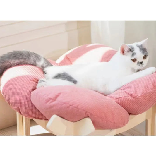 Wooden High Leg Cat Bed With Soft Cushion For Cats