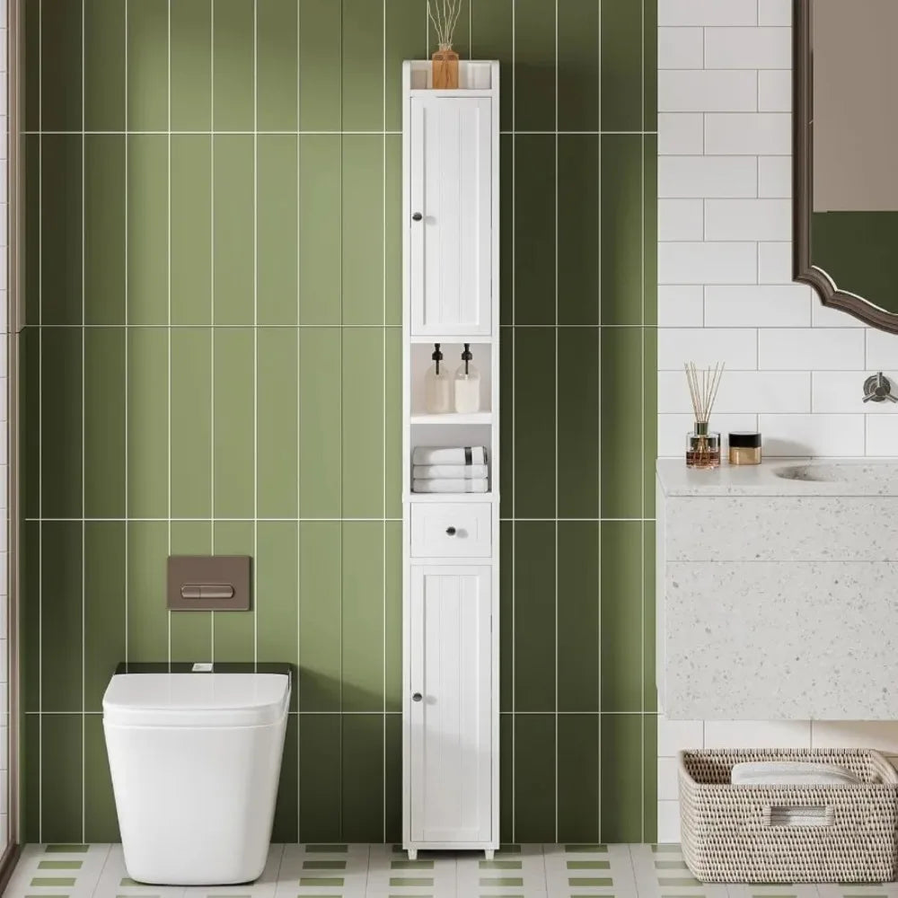 Xiuwo Narrow Freestanding Bathroom Storage Cabinet With Adjustable Shelves