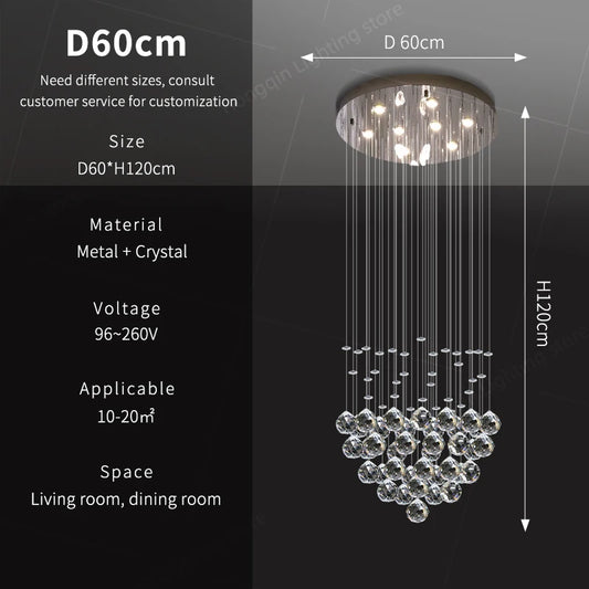 Yingxuan Crystal Pendant Lights for Living Room and Kitchen Island