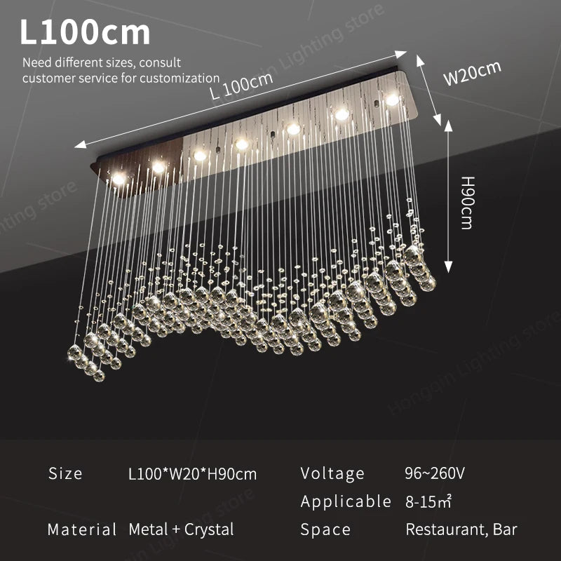 Yingxuan Crystal Pendant Lights for Living Room and Kitchen Island