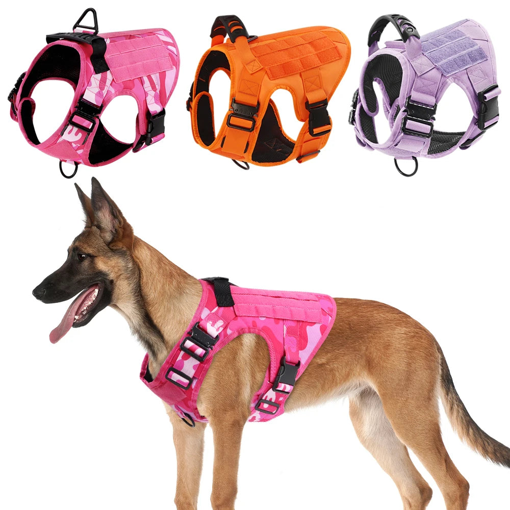 Military Camouflage Dog Harness Tactical Vest With Adjustable Buckle