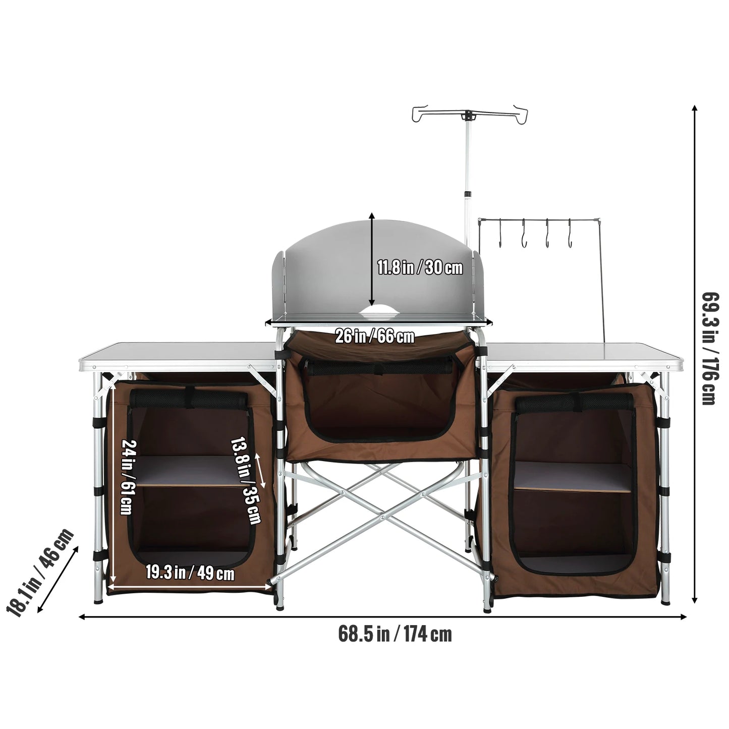 SucceBuy Aluminum Camping Kitchen Table And Grill Rack