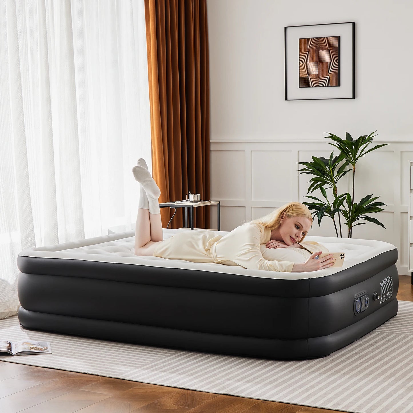 JHK Air Mattress With Non-Slip Bottom For Home Or Camping