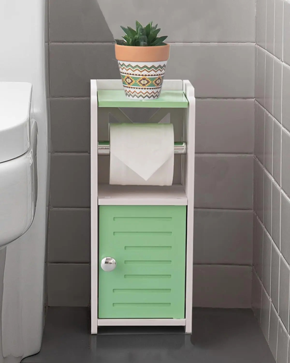 XIUWO Free Standing Bathroom Storage Cabinet With Toilet Paper Holder