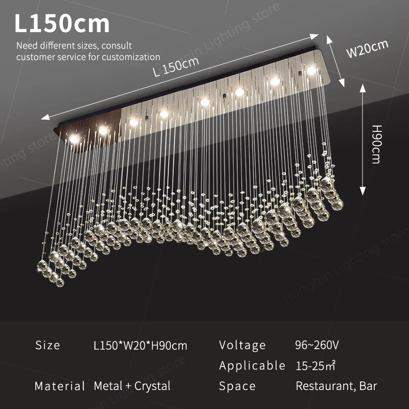 Yingxuan Crystal Pendant Lights for Living Room and Kitchen Island