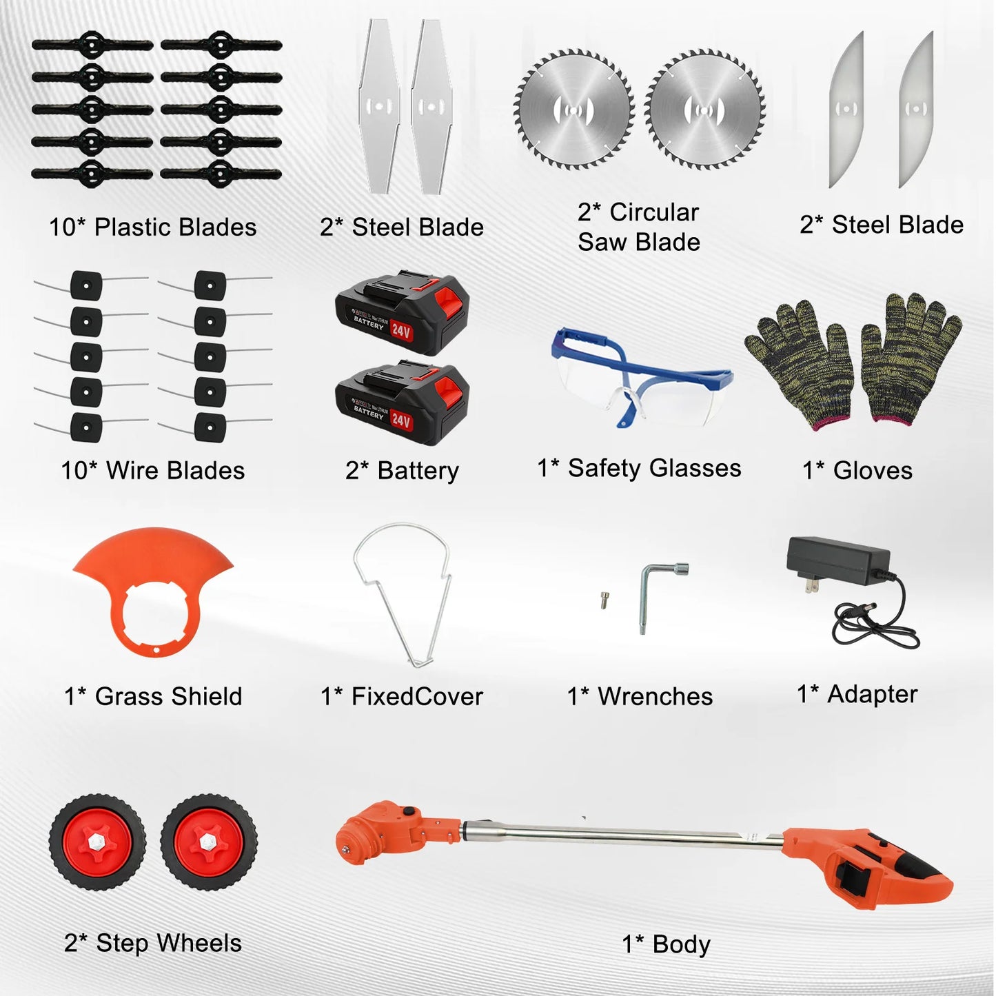 21V Cordless 3-In-1 Grass Trimmer Edger Mower With 2x2.0Ah Batteries