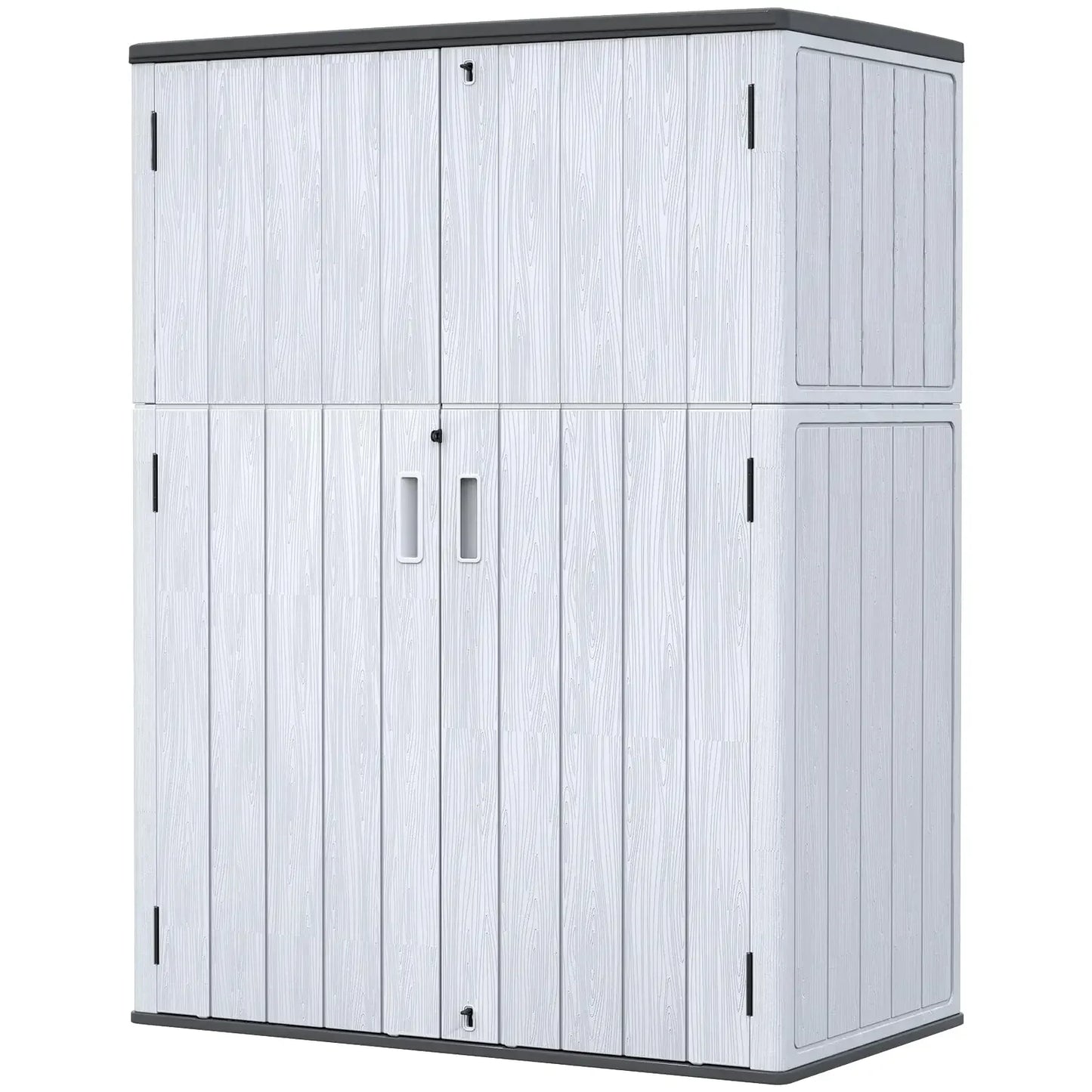 ZZM Large Outdoor Storage Shed, 48 Cu Ft Resin Versatile Storage Cabinet for Patio Accessories, Trash Cans &Garden Tools,Durable