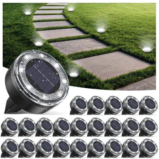 Mini Solar Ground Lights 24 Pack Outdoor Waterproof LEDs