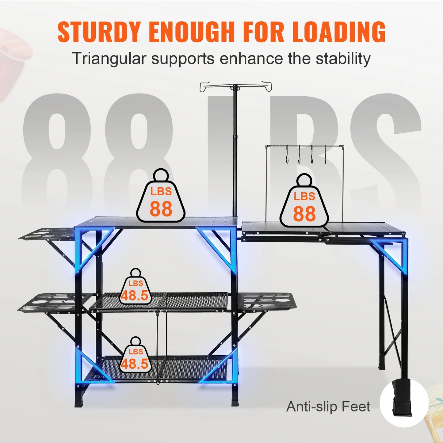 SucceBuy Camping Kitchen Table With Sink Folding Outdoor Station