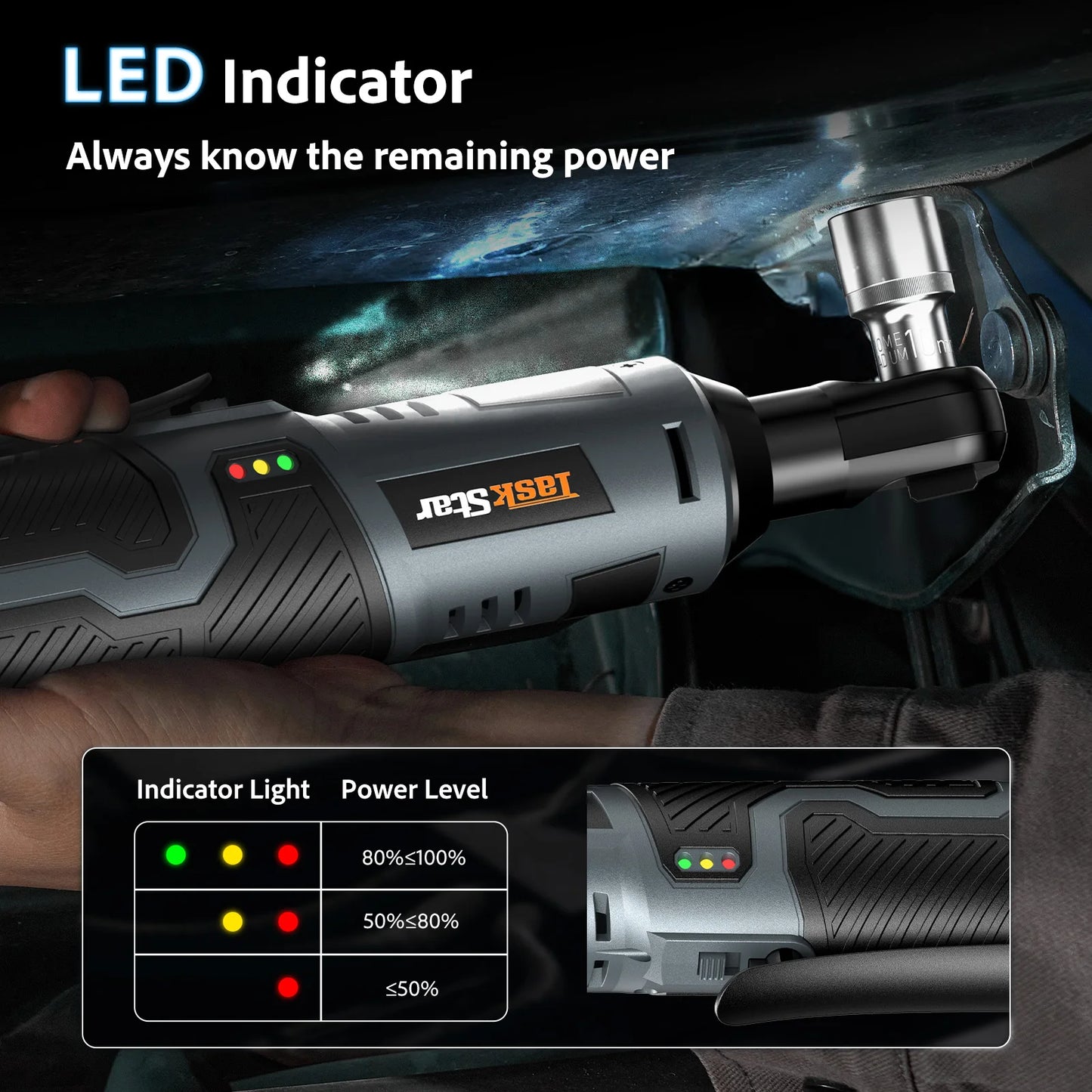 Taskstar 12V Cordless Ratchet Wrench Kit With Sockets