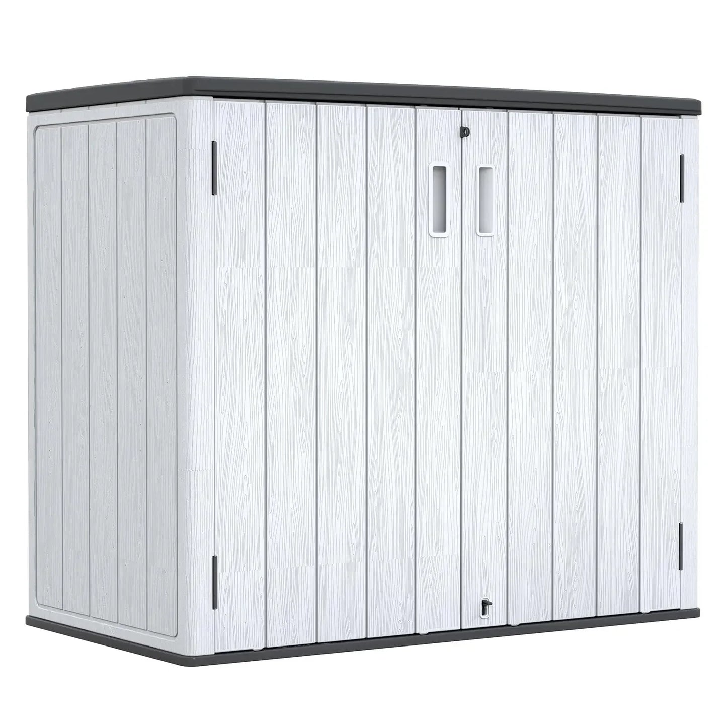 ZZM Large Outdoor Storage Shed, 48 Cu Ft Resin Versatile Storage Cabinet for Patio Accessories, Trash Cans &Garden Tools,Durable