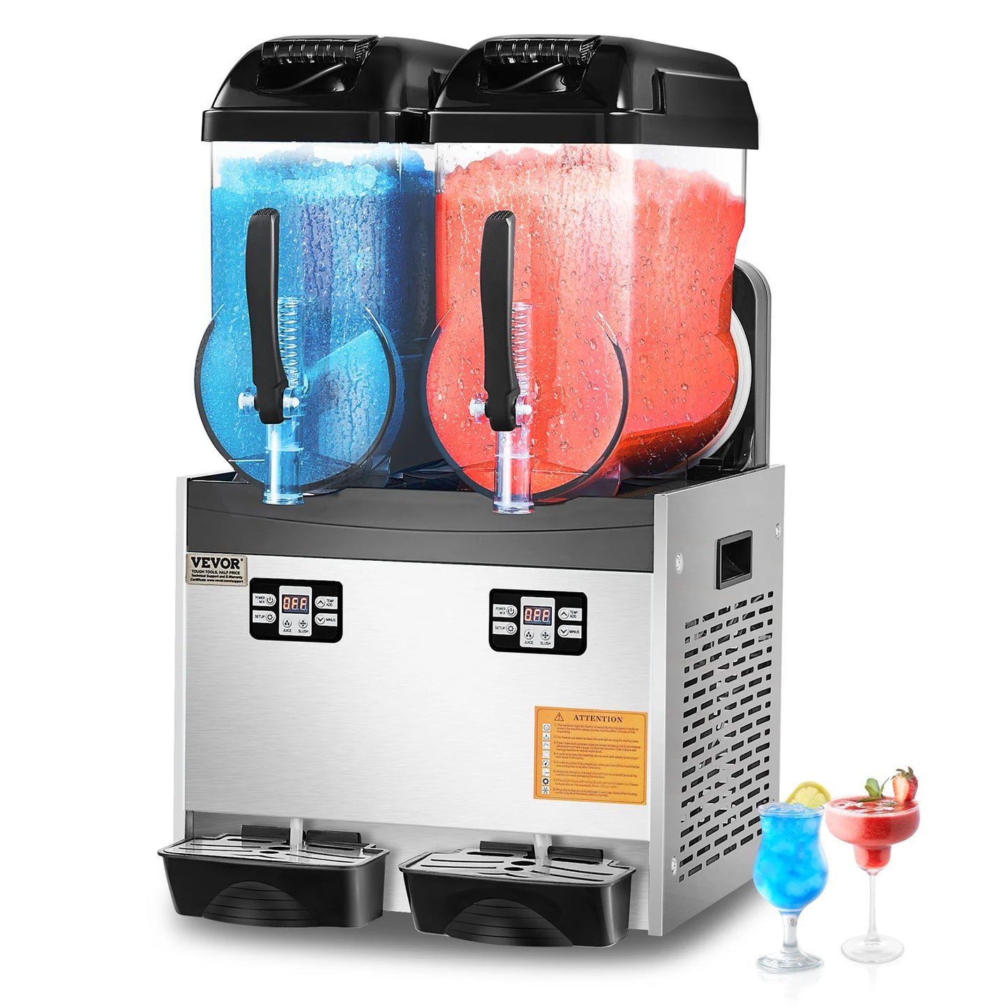 VEVOR Slushy Machine 3-36L Dual Tanks Stainless Steel