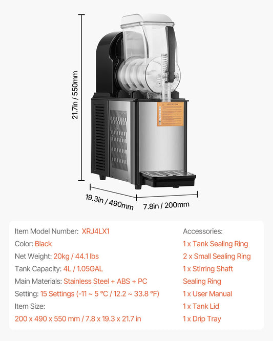 SucceBuy Commercial Slushy Machine Stainless Steel Two Tank System
