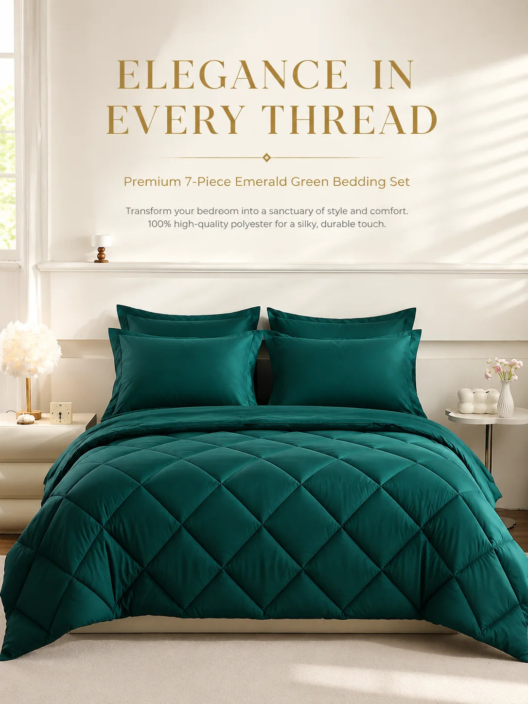 easYum 7-Piece Bedding Set With Comforter Flat Fitted Sheets Pillowcases