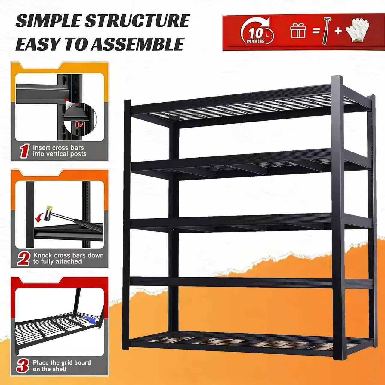 Nnovaroom Adjustable Metal Double Layer Storage Rack For Warehouse