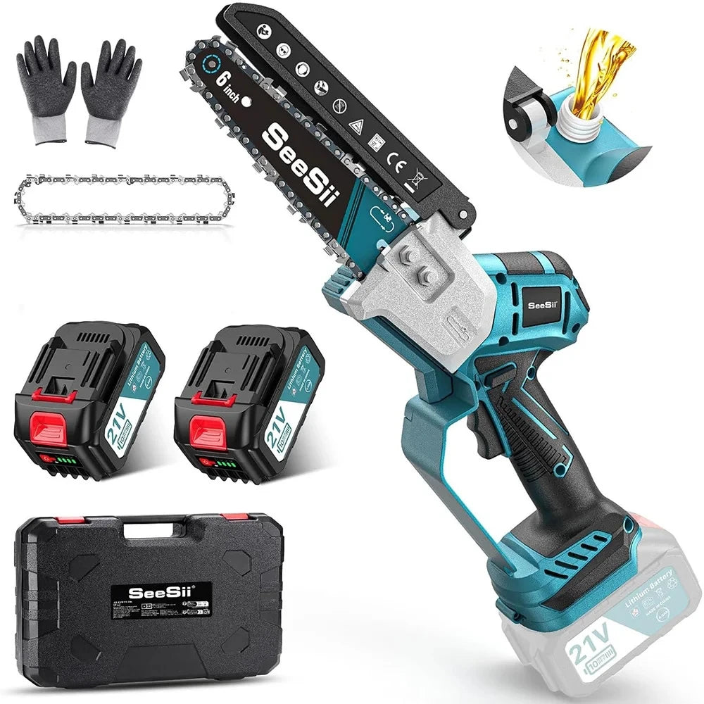 Seesii Cordless Mini Chainsaw For Woodworking And Pruning 18V Battery