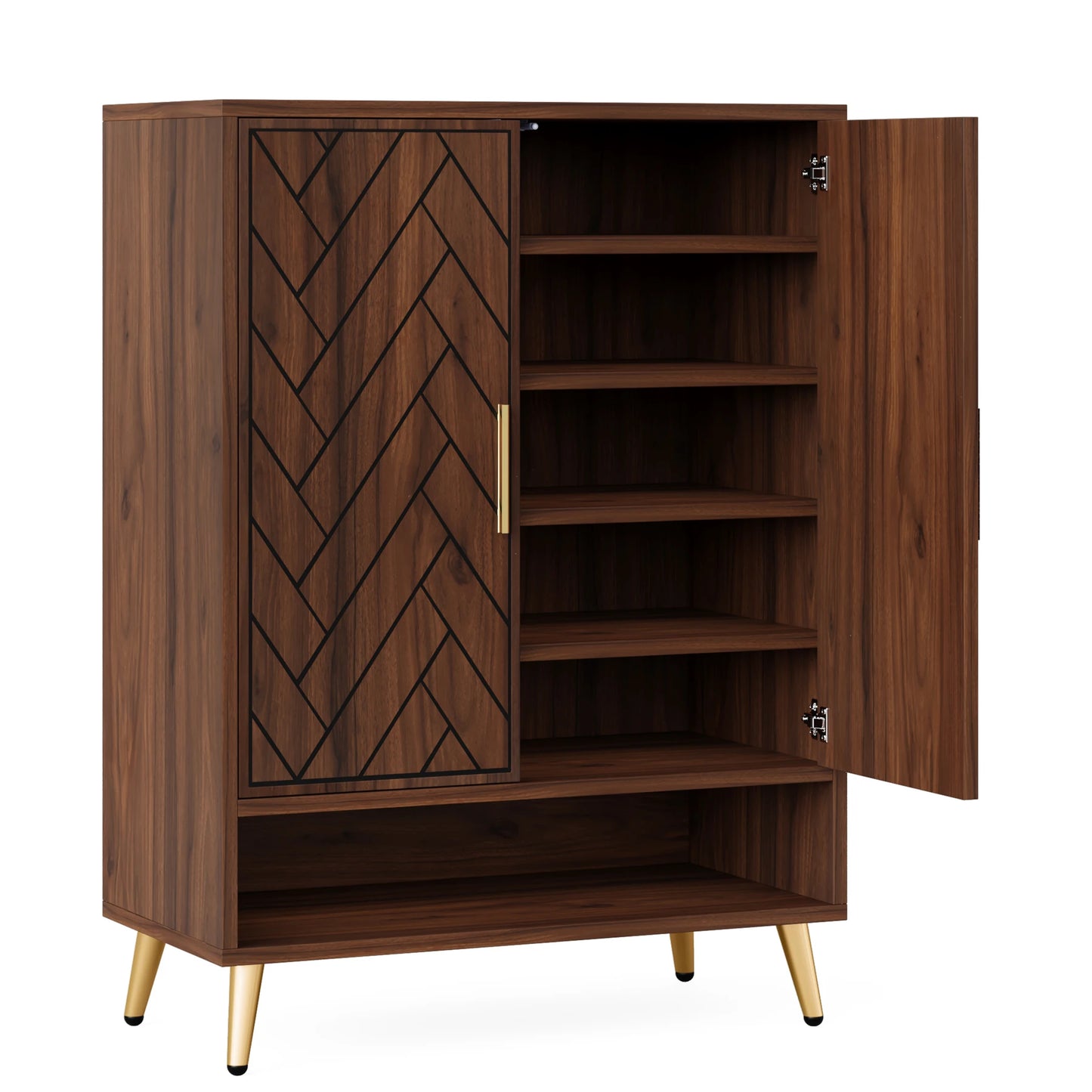 Tribesigns Six Tier Shoe Cabinet With Doors And Adjustable Shelves