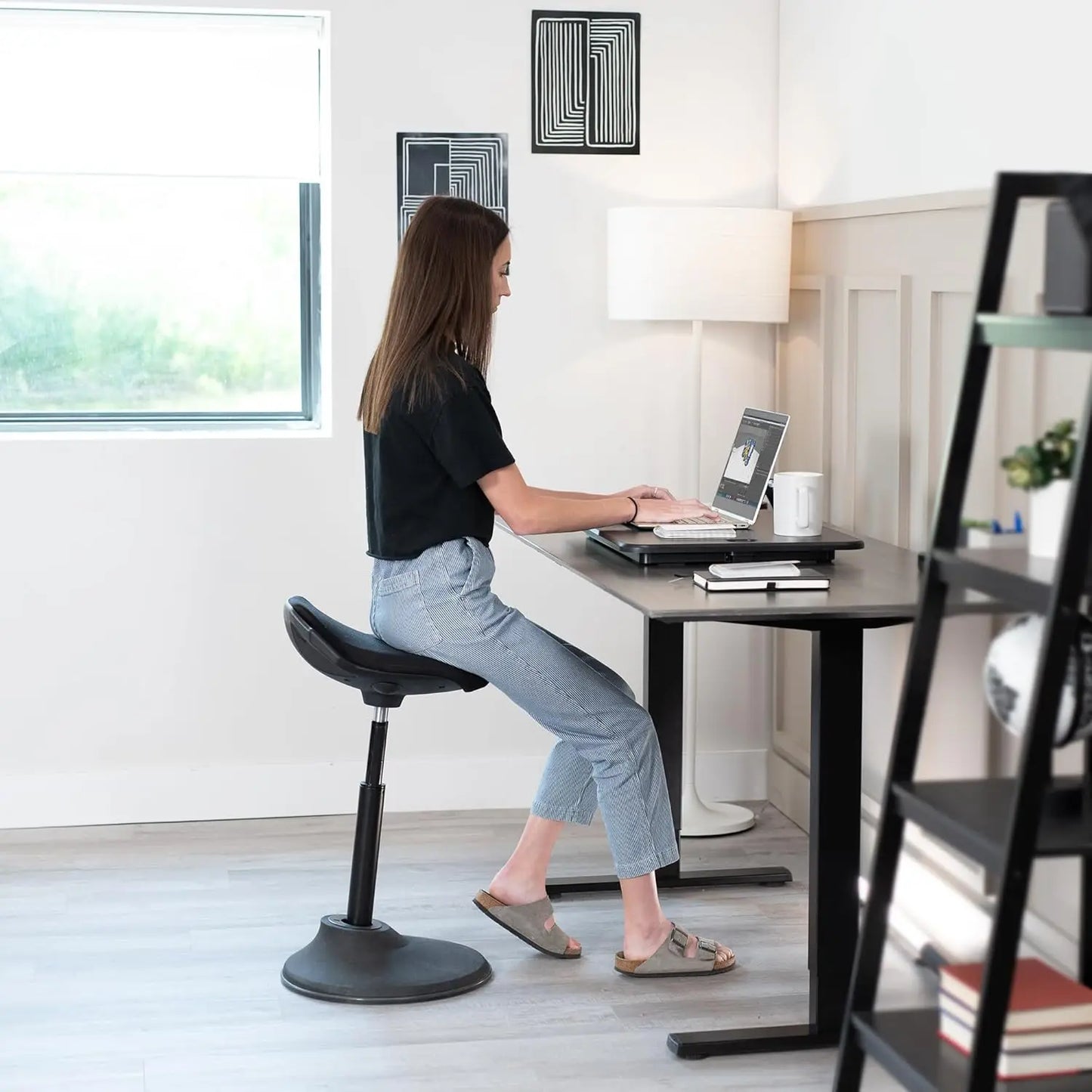 Ultra Slim Single Top Height Adjustable Standing Desk Riser