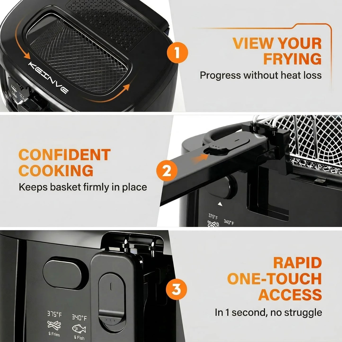 Cachoo 1600W Electric Deep Fryer With Adjustable Thermostat