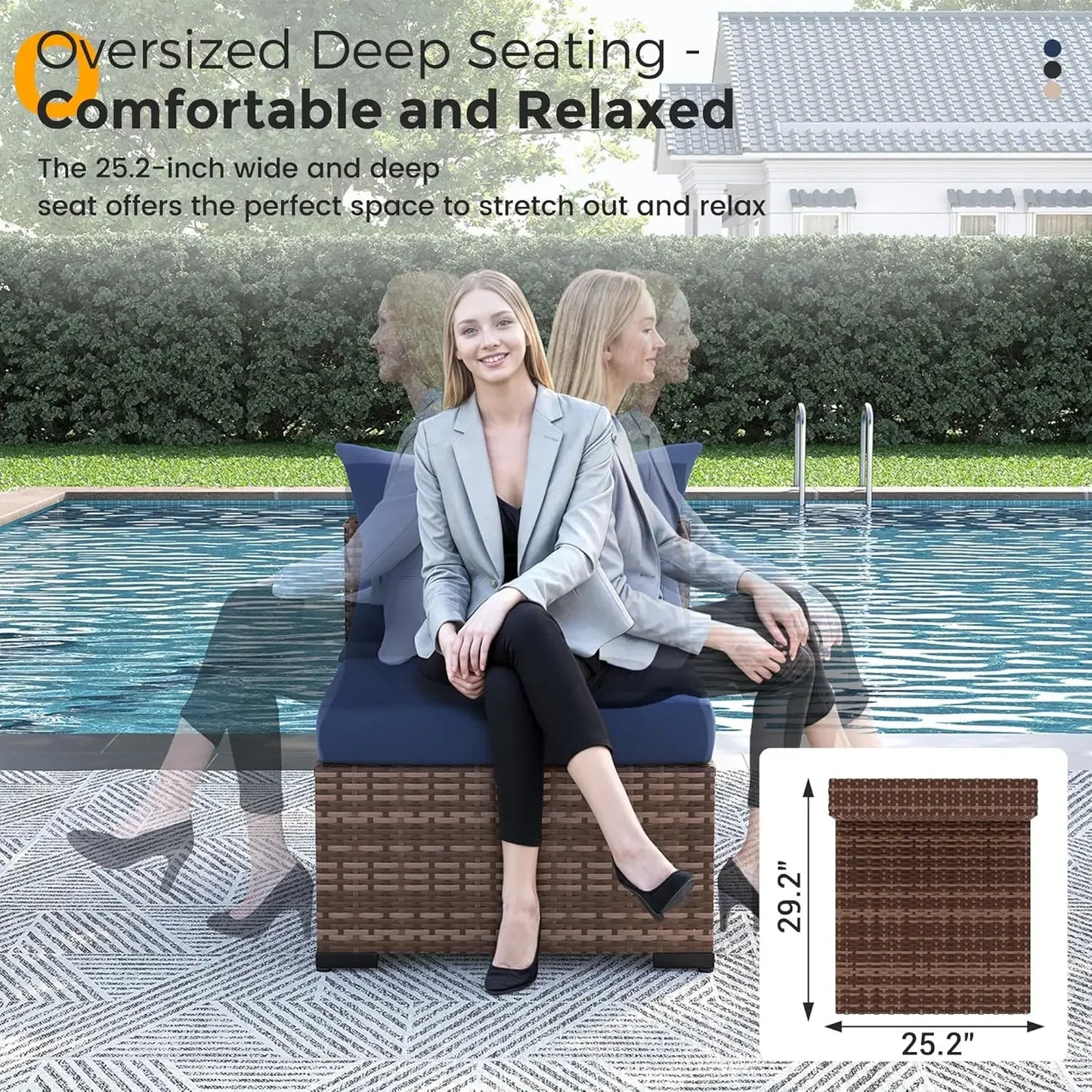 Outdoor Sectional Sofa Set With Fire Pit Table In Wicker