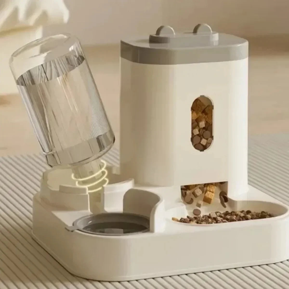 Automatic Pet Feeder With Water Fountain Large Capacity Storage