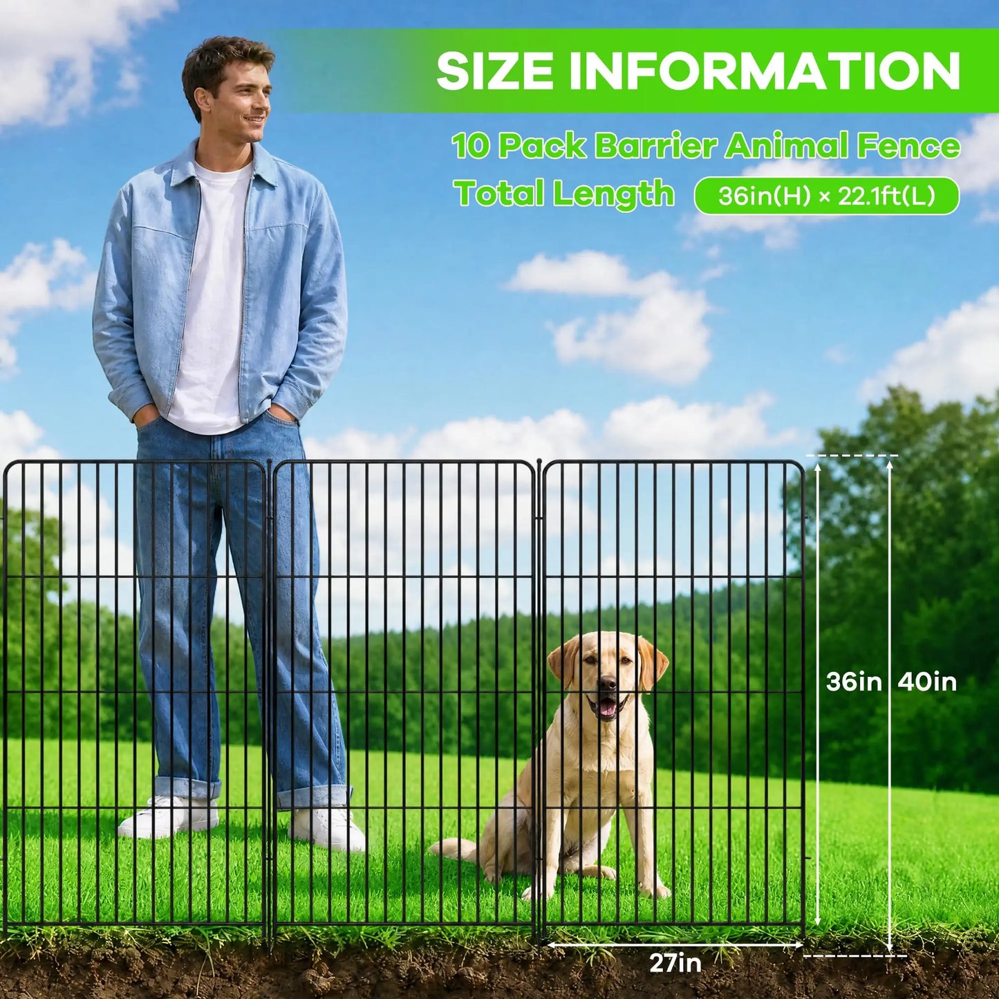 HiMISS 8 Pack Garden Fence Animal Barrier No Dig Dog Fence