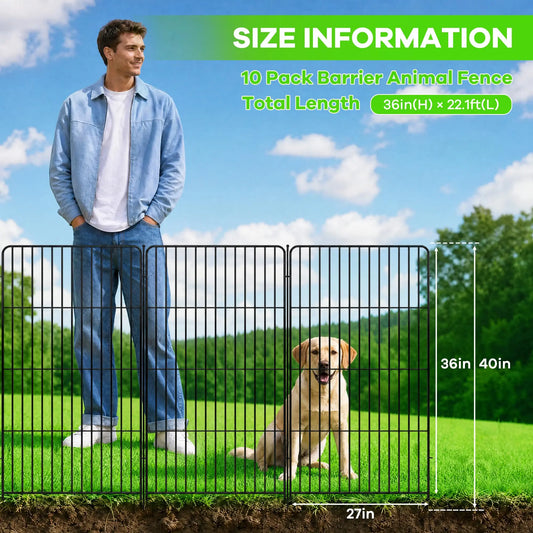 HiMISS 8 Pack Garden Fence Animal Barrier No Dig Dog Fence