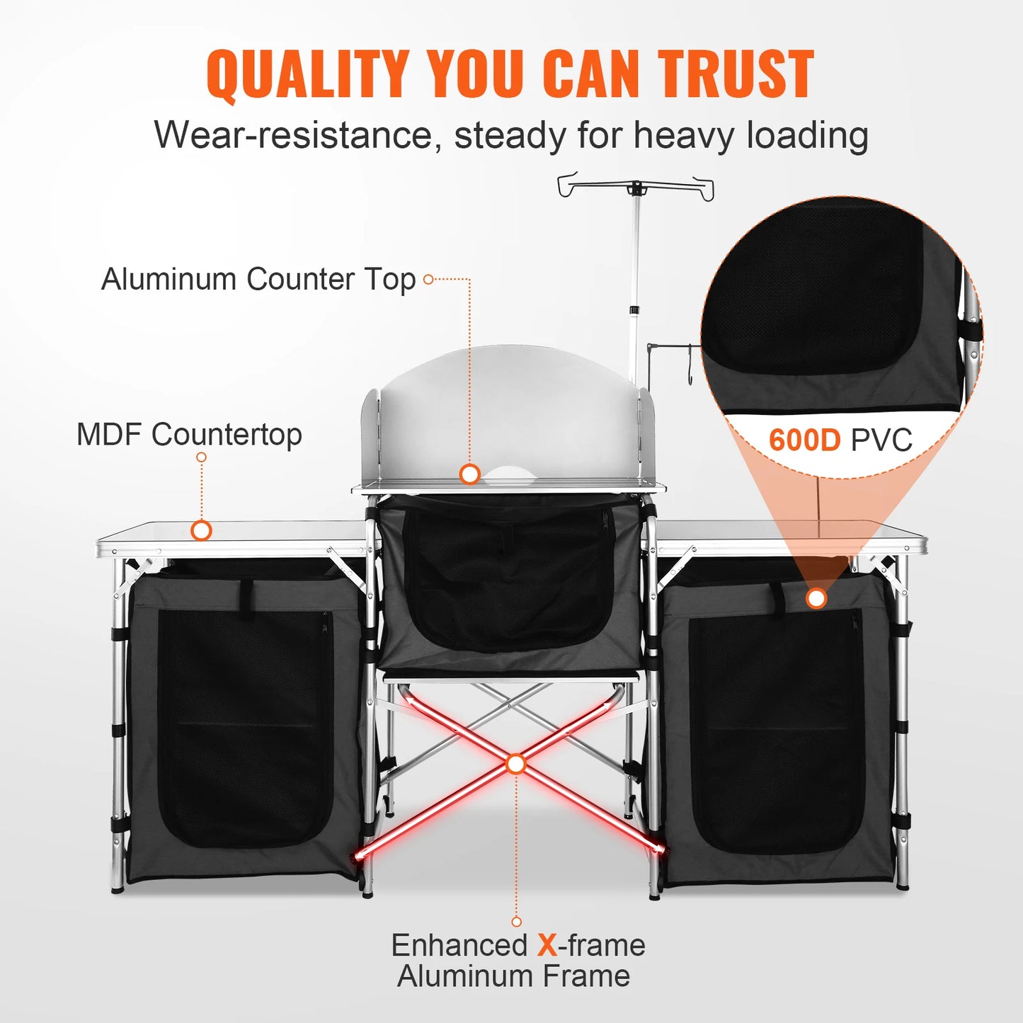 SucceBuy Aluminum Camping Kitchen Table And Grill Rack