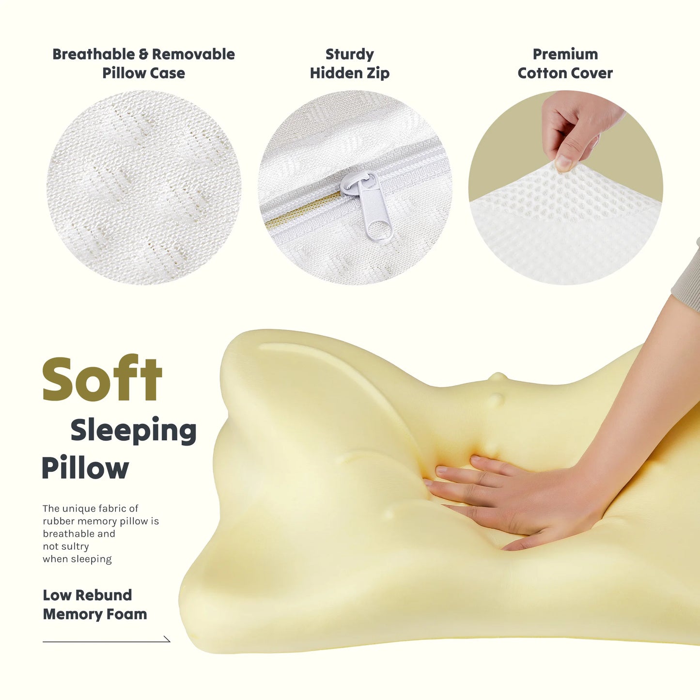 JHK Ergonomic Cervical Contour Pillow Memory Foam With Cooling Pillowcase
