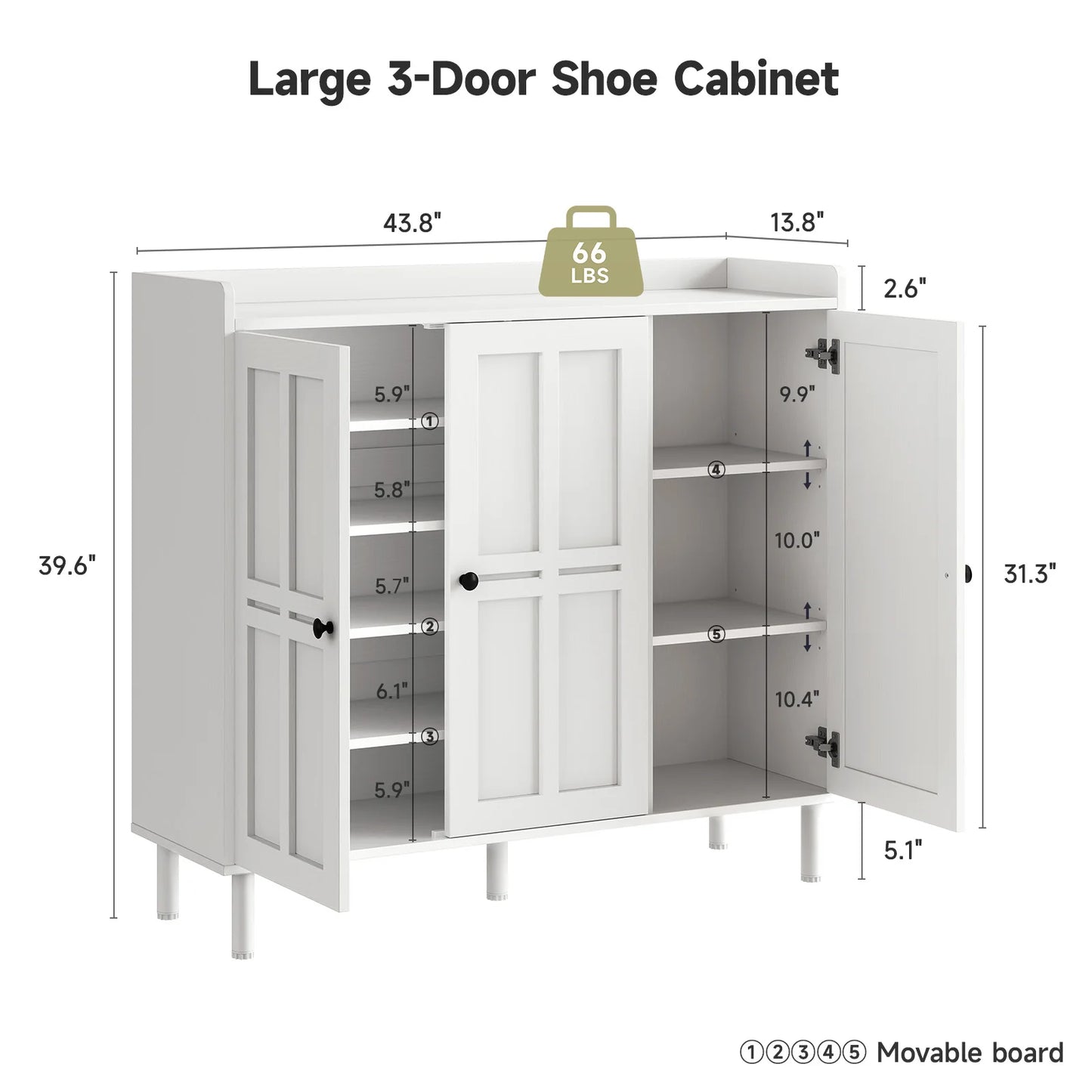 ONBRILL Modern Shoe Cabinet With 3 Doors, 30 Pair Storage