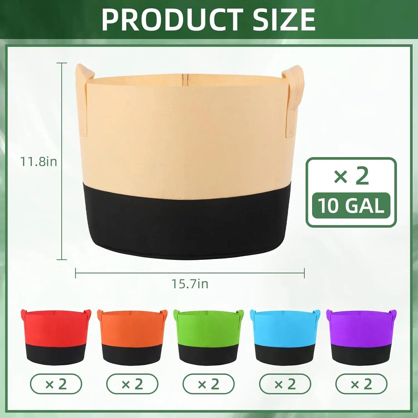 Set Of 12 Fabric Grow Bags With Handles For Plants