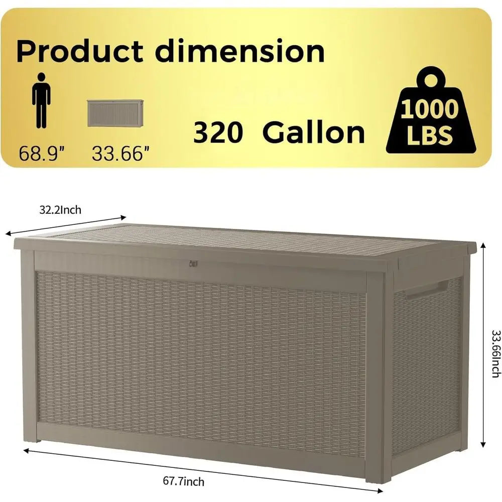 YTYIN Outdoor Resin Storage Box With Lockable Lid UV Resistant