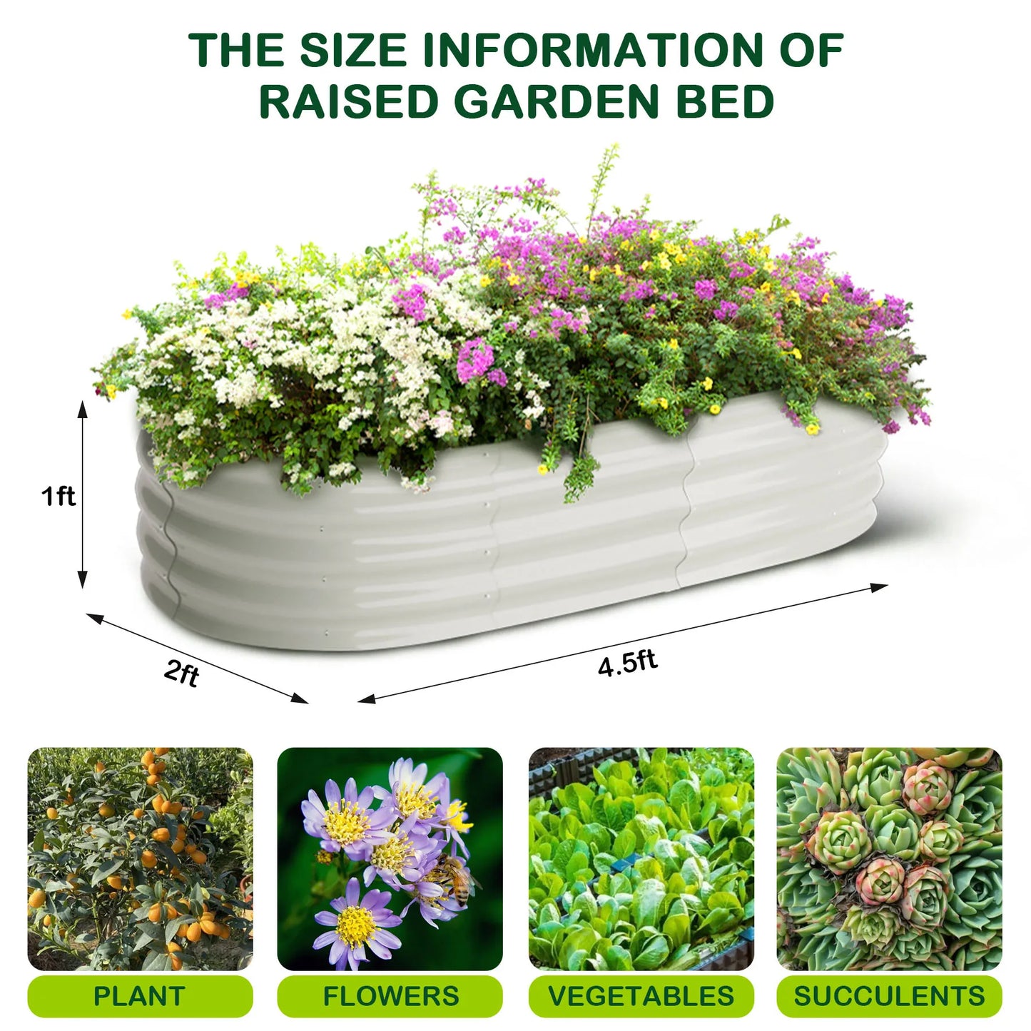 Himiss 2 Pack Galvanized Steel Raised Garden Planter Box For Vegetables Flowers