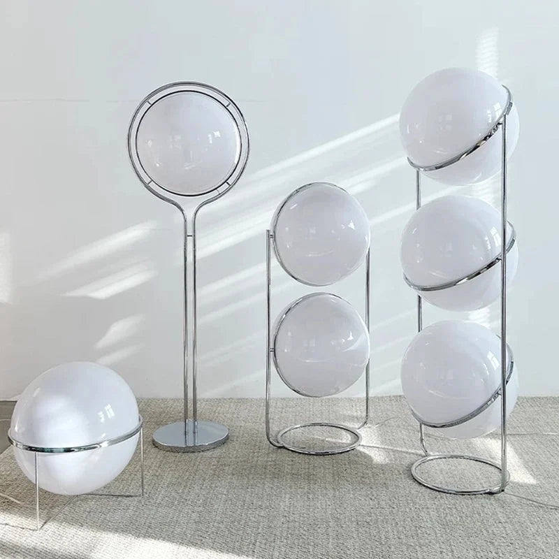 Taonuanshu Delord Floor Lamp Chrome Metal White Acrylic Ball