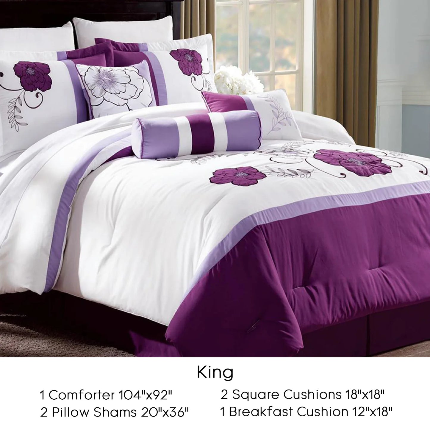 Sandra Floral Microfiber Comforter Set Queen Size Bedding