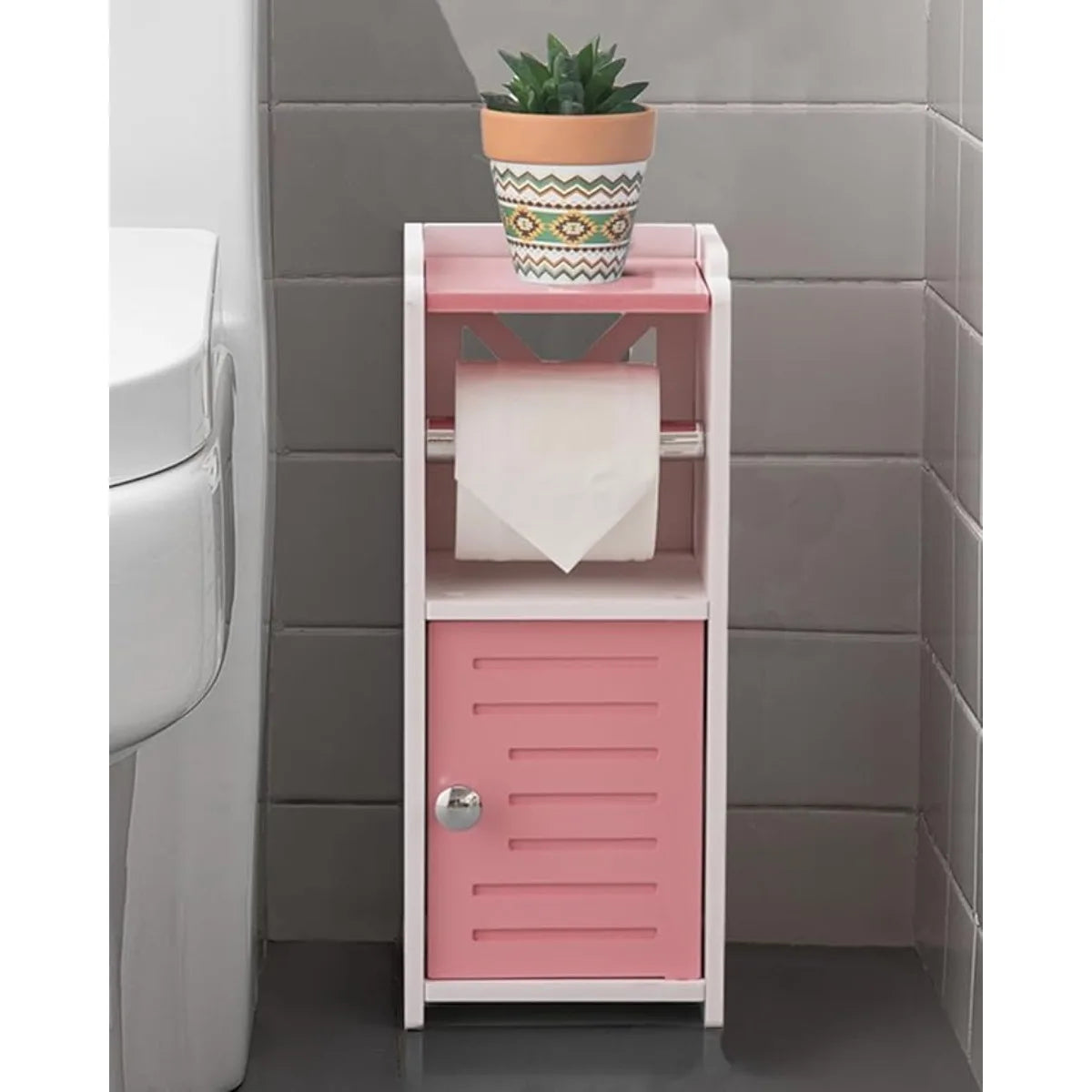 XIUWO Free Standing Bathroom Storage Cabinet With Toilet Paper Holder