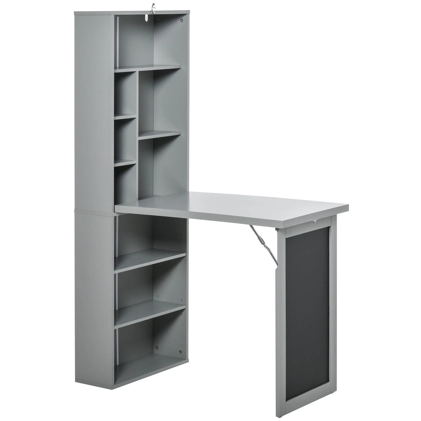 HOMCOM Fold Out Convertible Wall Mount Desk With Blackboard