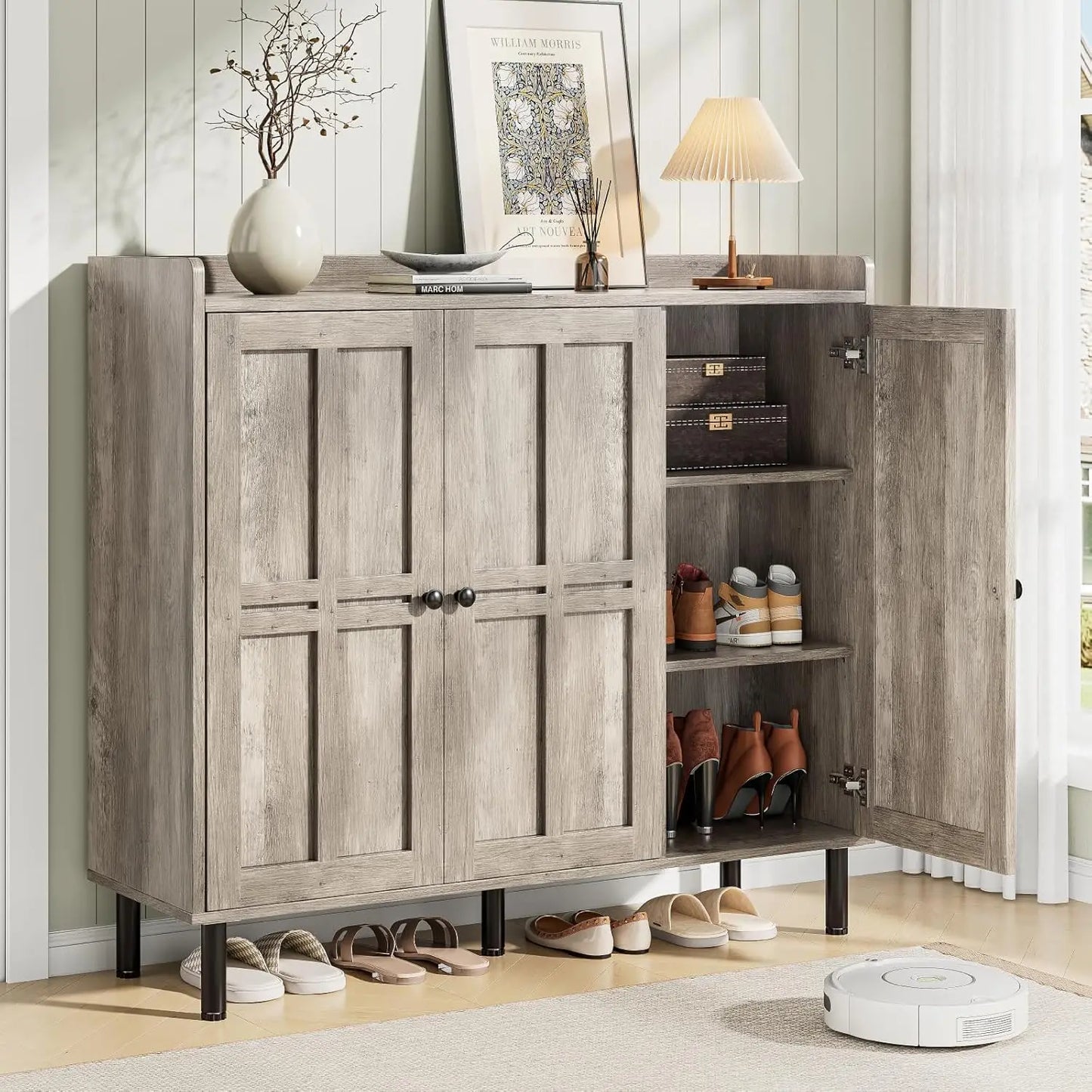 ONBRILL Modern Shoe Cabinet With 3 Doors, 30 Pair Storage